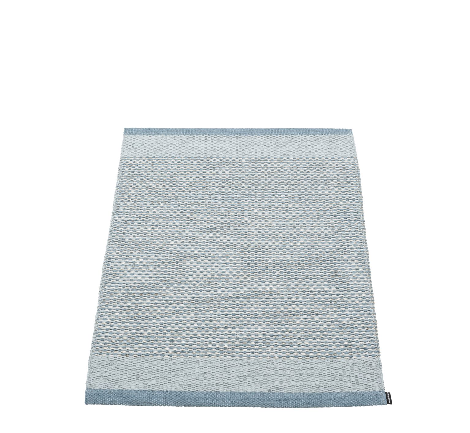 Blau-weißer Pappelina Teppich "Edit" (60x85cm) mit gewebter Textur für den Innenbereich. Skandinavisches Design.