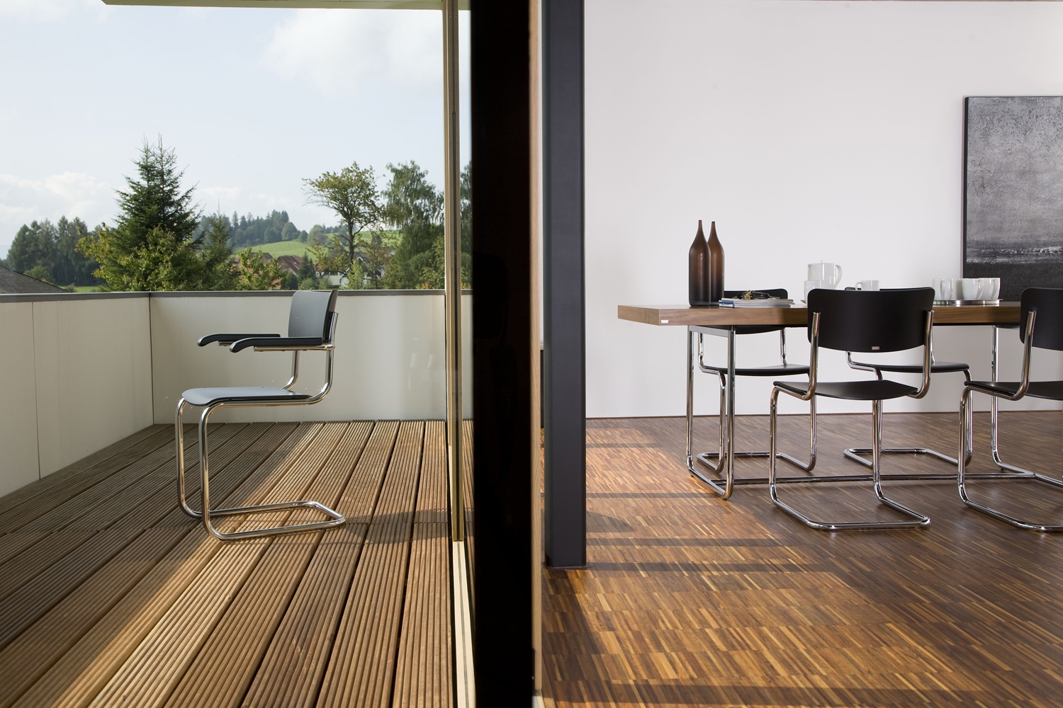 S 43 Klassieke stalen buisstoel met vrijdragende poten CHROOM/ZWART Thonet VOORKEURSCOMBINATIE