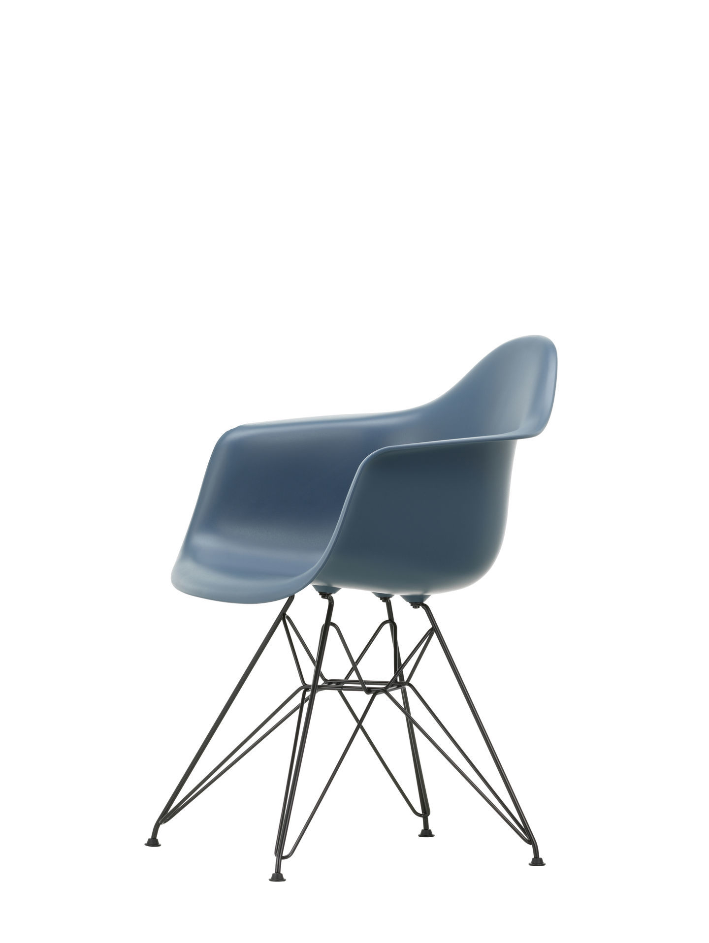 Eames Plastic Arm Chair in Forest; Designklassiker mit schwarzem Eiffelturm-Gestell, moderner Armlehnstuhl.