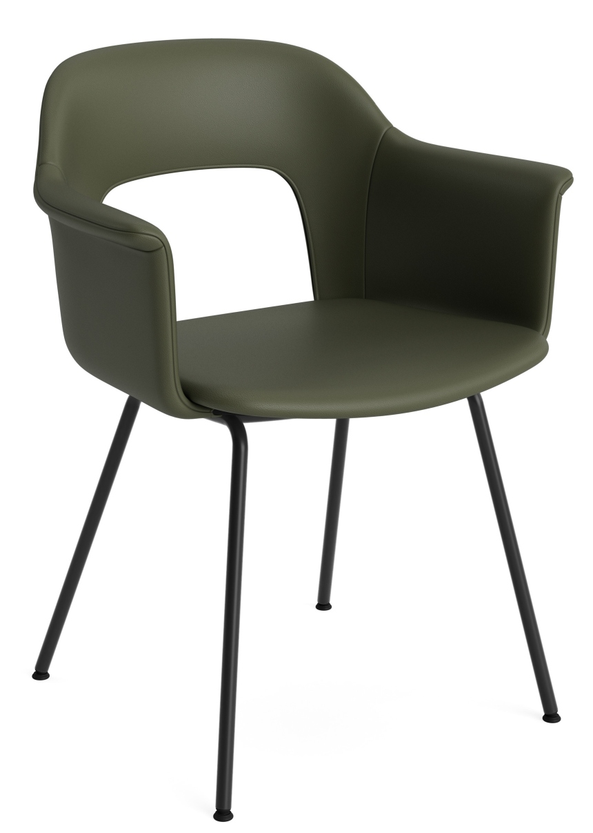 Layout Armchair 214 von Hay, grüner Armlehnstuhl mit schwarzem Metallgestell, moderner Design Stuhl für Esszimmer und Büro.