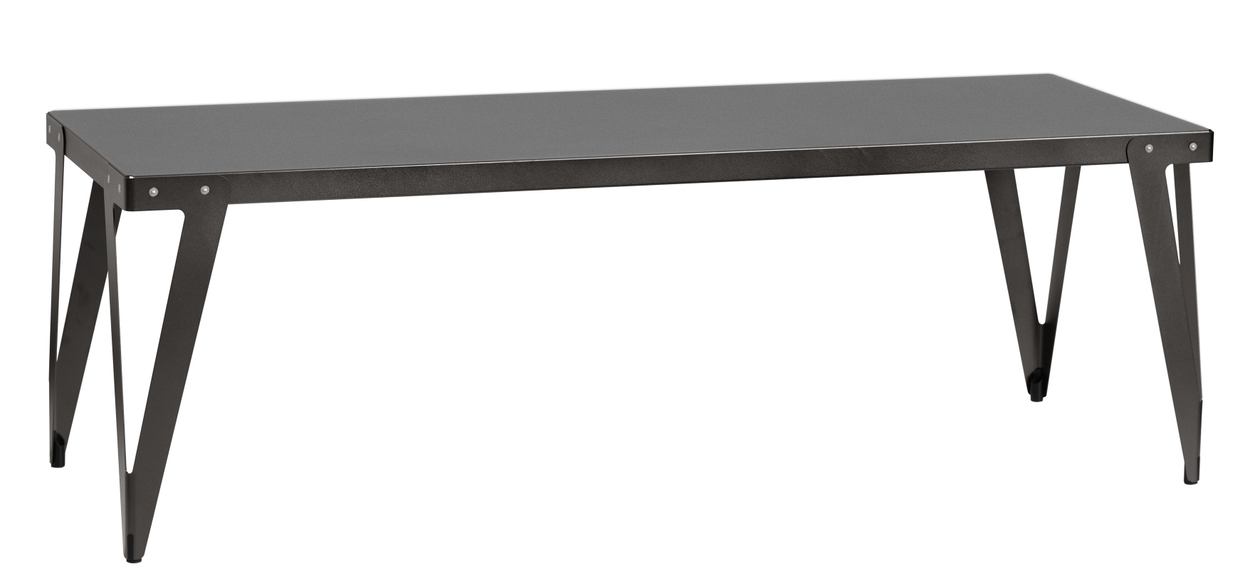 Schwarzer Lloyd Outdoor Tisch mit Metallgestell, ideal für Garten und Terrasse.