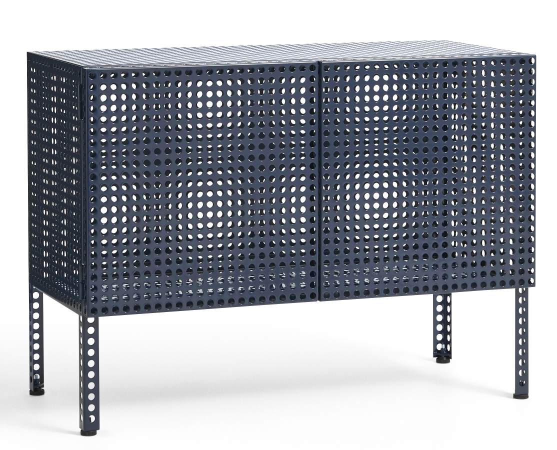 Blauer Hay Perforated Cabinet Schrank mit Lochmuster, modernes Sideboard für Wohnzimmer und Büro.