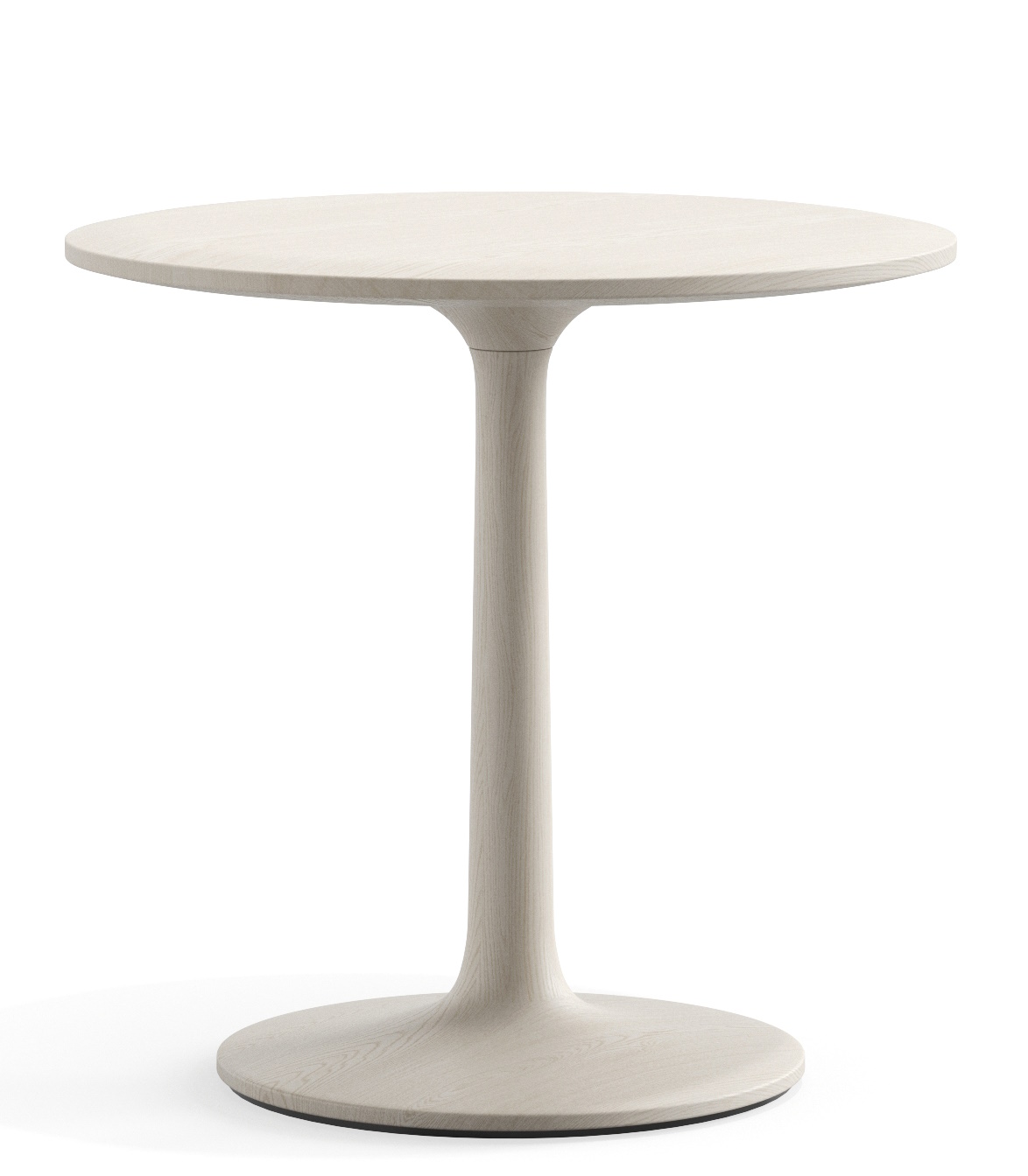Turntable Couch Beistelltisch Zeitraum: Runder, heller Holzbeistelltisch mit Mittelfuß, ideal als Couchtisch oder Nachttisch.