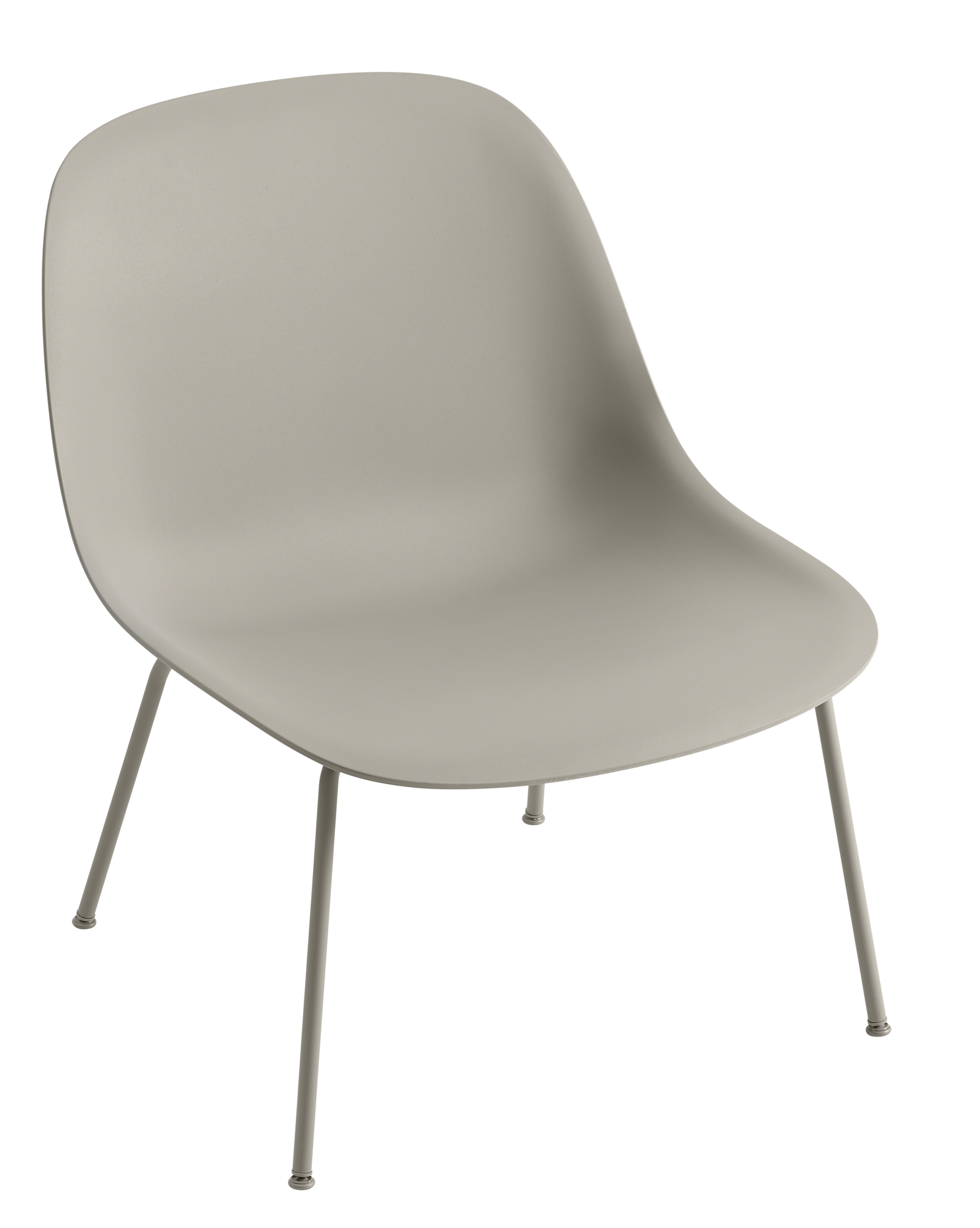 Muuto Fiber Lounge Chair mit Rohrgestell in Grau, moderner Design Stuhl für Wohnzimmer.