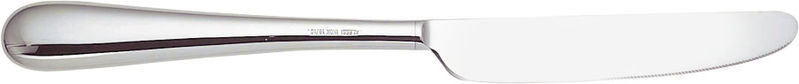 Nahaufnahme eines Messers aus der Alessi Nuovo Milano Besteckgarnitur, Edelstahl, modernes Design.