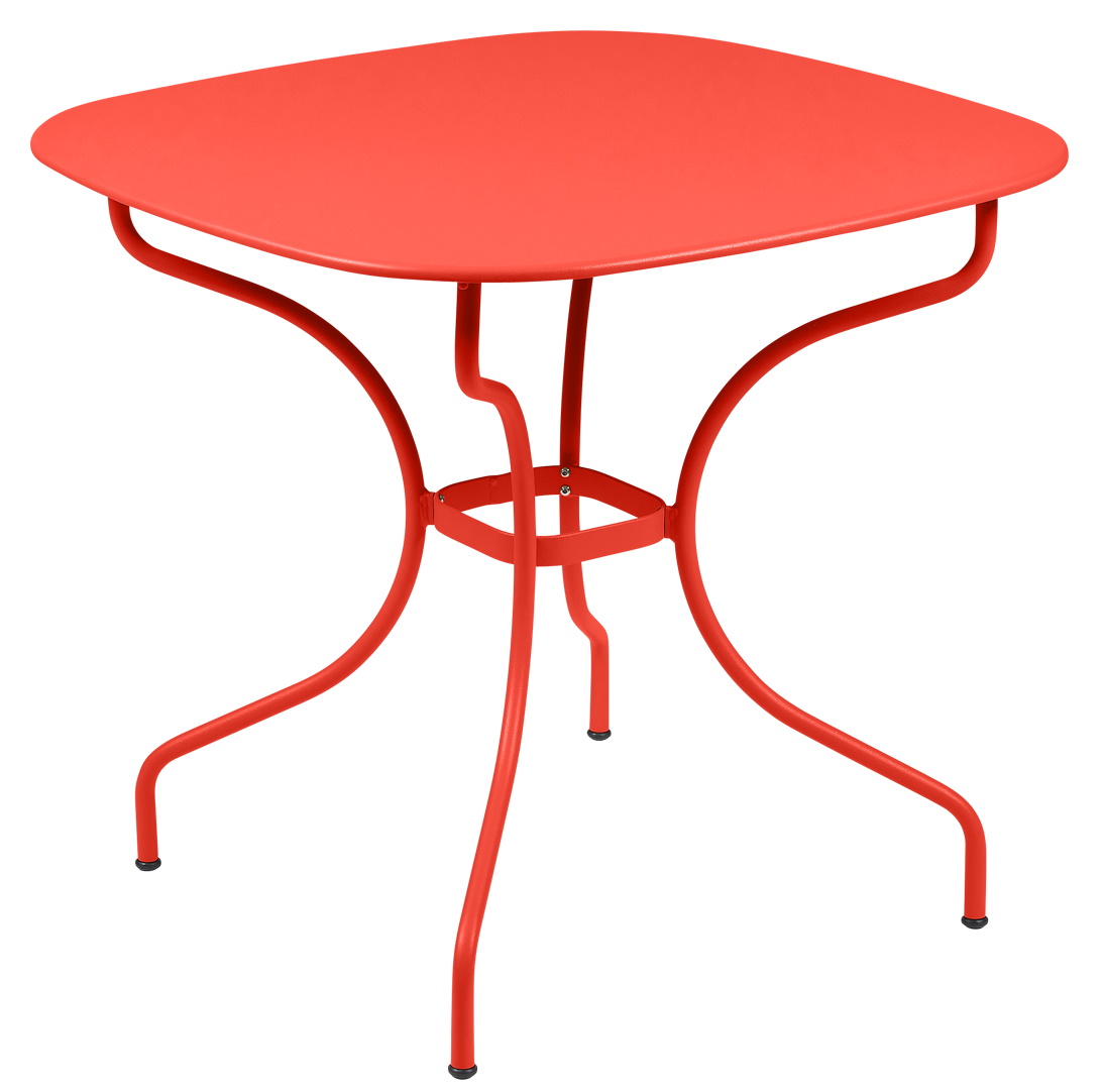 Roter Fermob Opéra+ Carronde Gartentisch, quadratisch, 82x82 cm, ideal für Terrasse und Balkon.