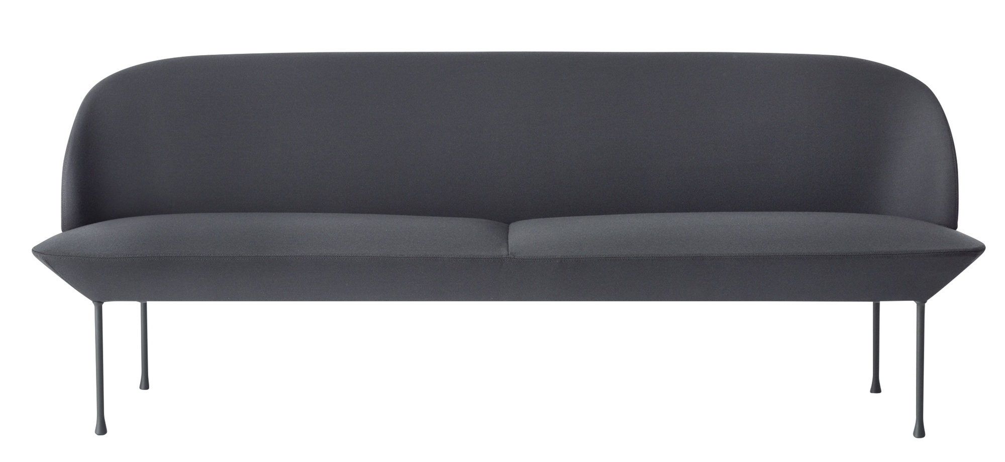 Graues Muuto Oslo Sofa, ein modernes 3-Sitzer Sofa mit minimalistischem Design und filigranen Beinen.