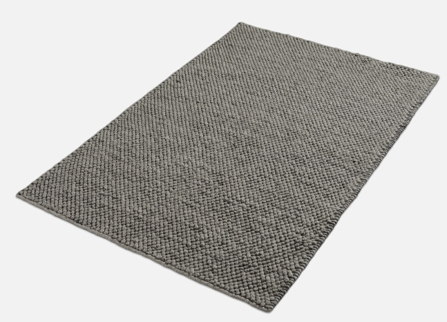 Grauer Tact Rug Teppich von Woud, 170x240 cm, aus Wolle, für Wohnzimmer und Schlafzimmer.