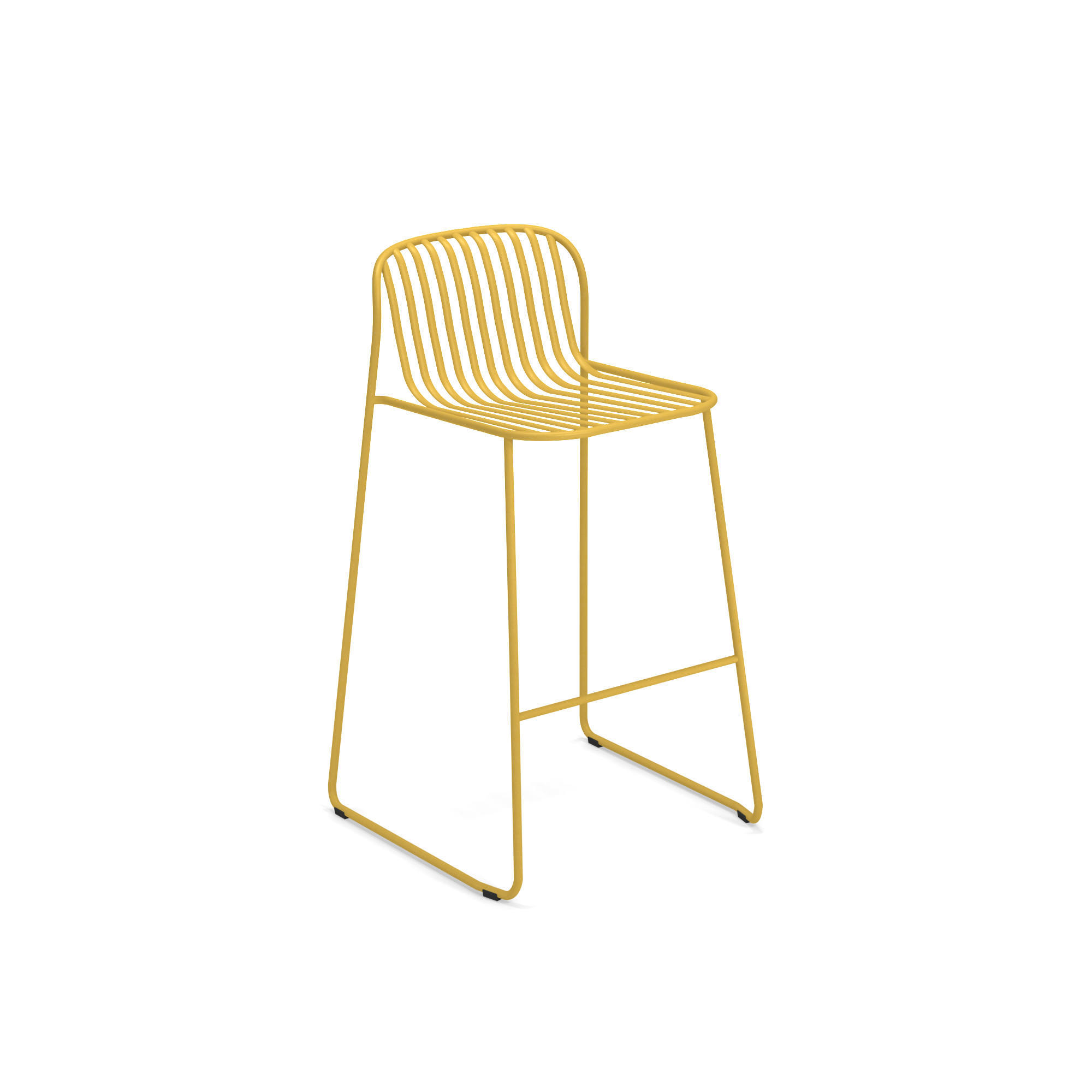 Gelber Riviera Barhocker von Emu aus Stahl, modernes Design für den Außenbereich.
