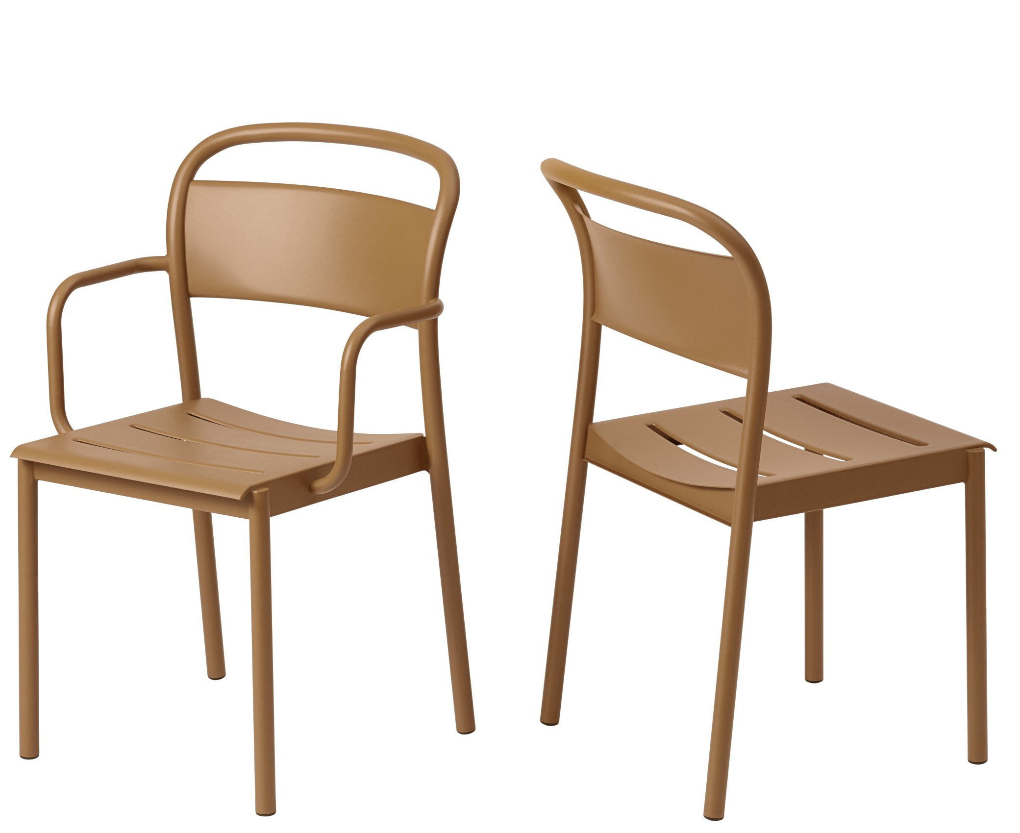 Linear Steel Armchair von Muuto, grauer Outdoor Armlehnenstuhl, modernes Design für Garten und Terrasse.