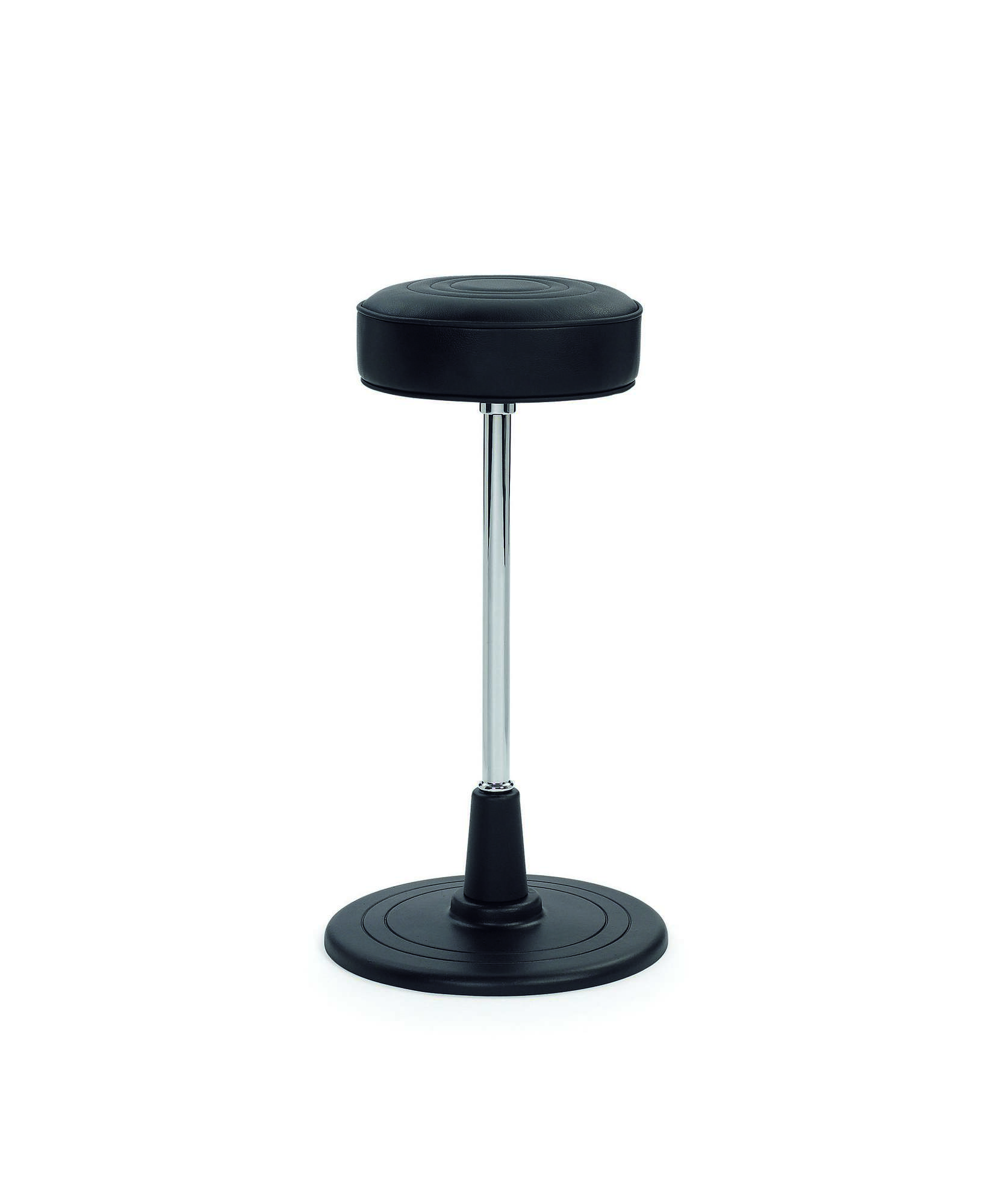 Bar Stool No. 1 Barhocker von ClassiCon mit schwarzem Lederbezug und Chromgestell.