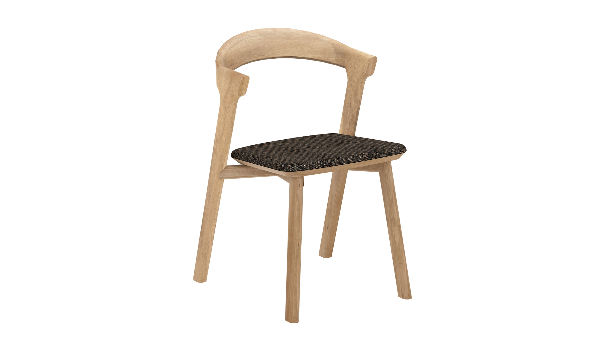 Bok Stuhl aus Eiche mit dunkelbraunem Sitzkissen, moderner Holzstuhl für Esszimmer.