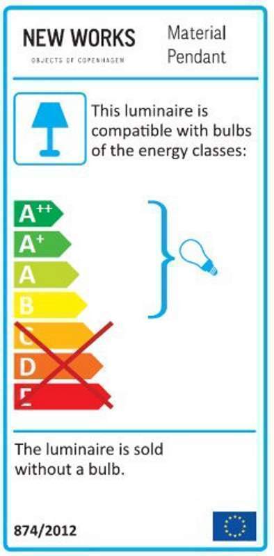 Energieeffizienzlabel für New Works Material Pendant Pendelleuchte, kompatibel mit Leuchtmitteln A++ bis B.