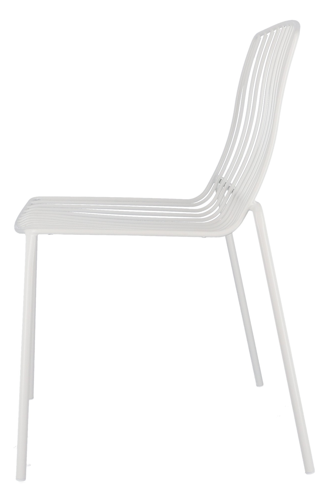 Weißer Mori Stuhl von Jan Kurtz für den Außenbereich, Seitenansicht, modernes Design.