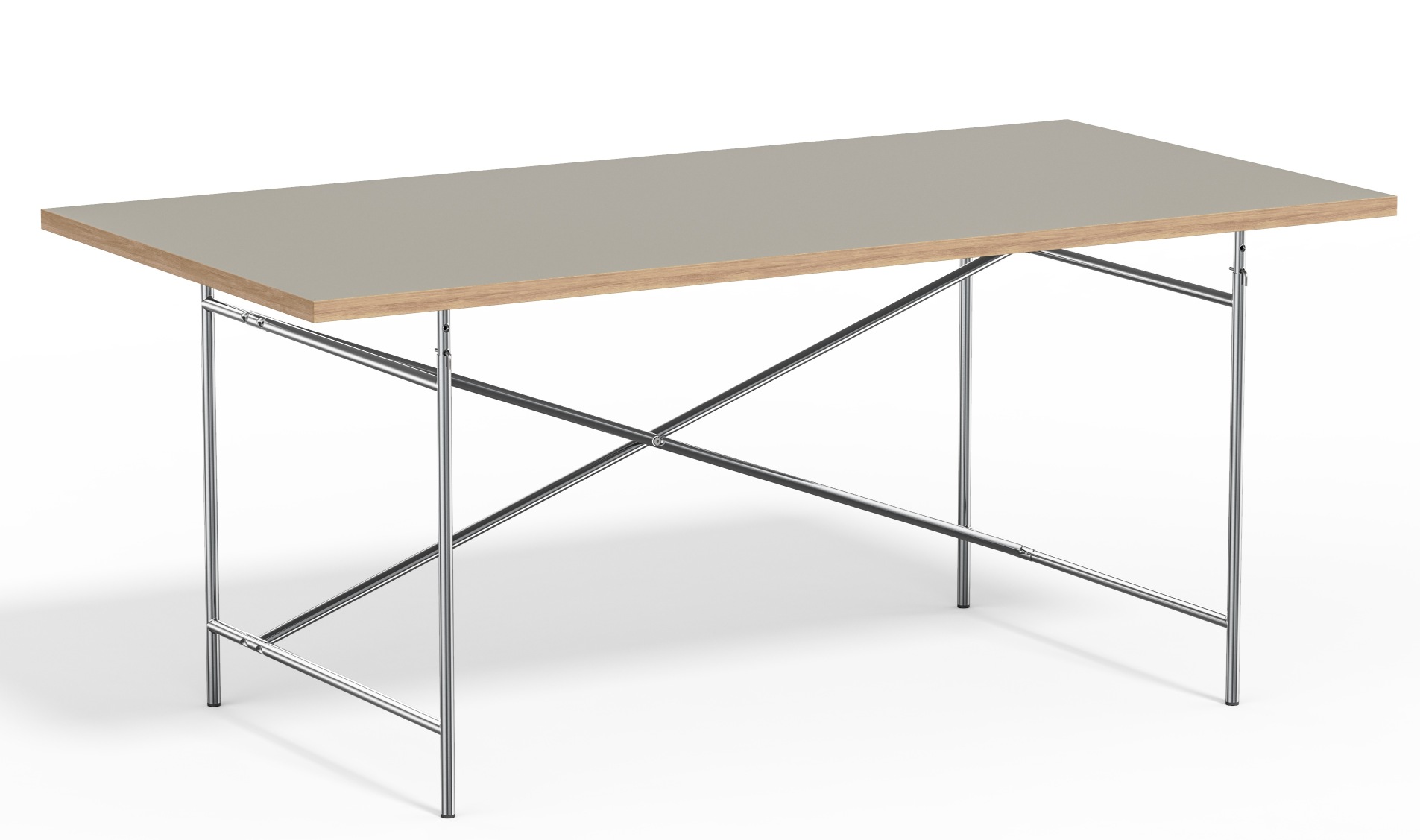 Eiermann Tisch mit grauer Tischplatte und verchromtem Stahlgestell, ein Designklassiker von Richard Lampert.