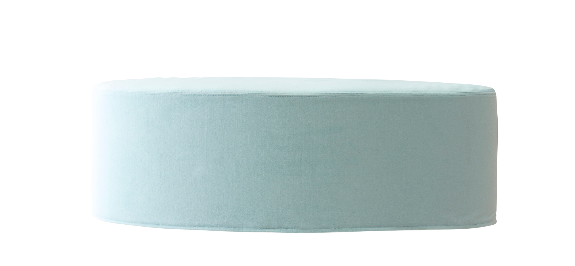 Hellblauer Bon Bon Hocker von Softline, runder Sitzhocker für Wohnzimmer und Büro.