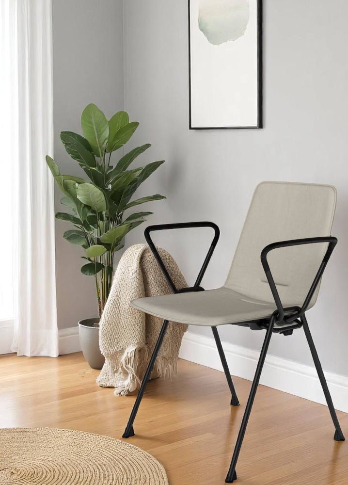Walter Knoll Yunity Armchair Armlehnstuhl in Beige mit schwarzem Gestell, stilvolles Design für modernes Wohnen.