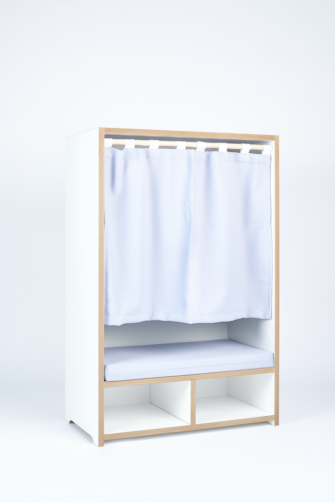 Tojo Kids Nische: Weiße Kindermöbel Lesebox mit Vorhang und Sitzkissen für Kinderzimmer.