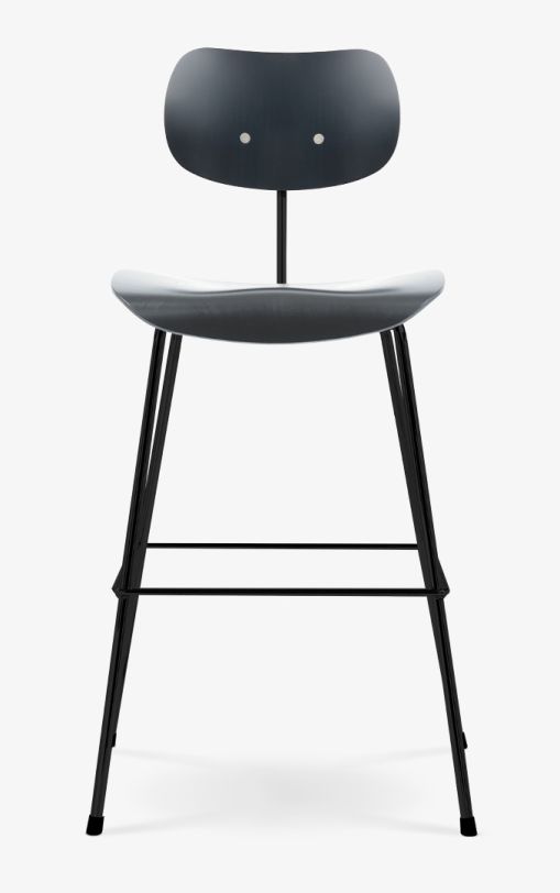 SB 68 Barhocker von Wilde+Spieth, Buche klar lackiert mit schwarzem Stahlgestell, modernes Design für Küche und Bar.