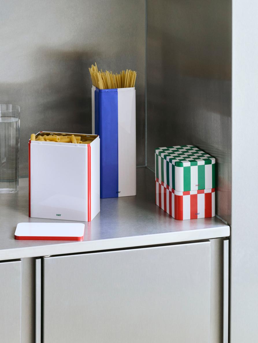 Tin Container Extra Large Off-White, bordeauxrood en groen Opbergdoos Hay