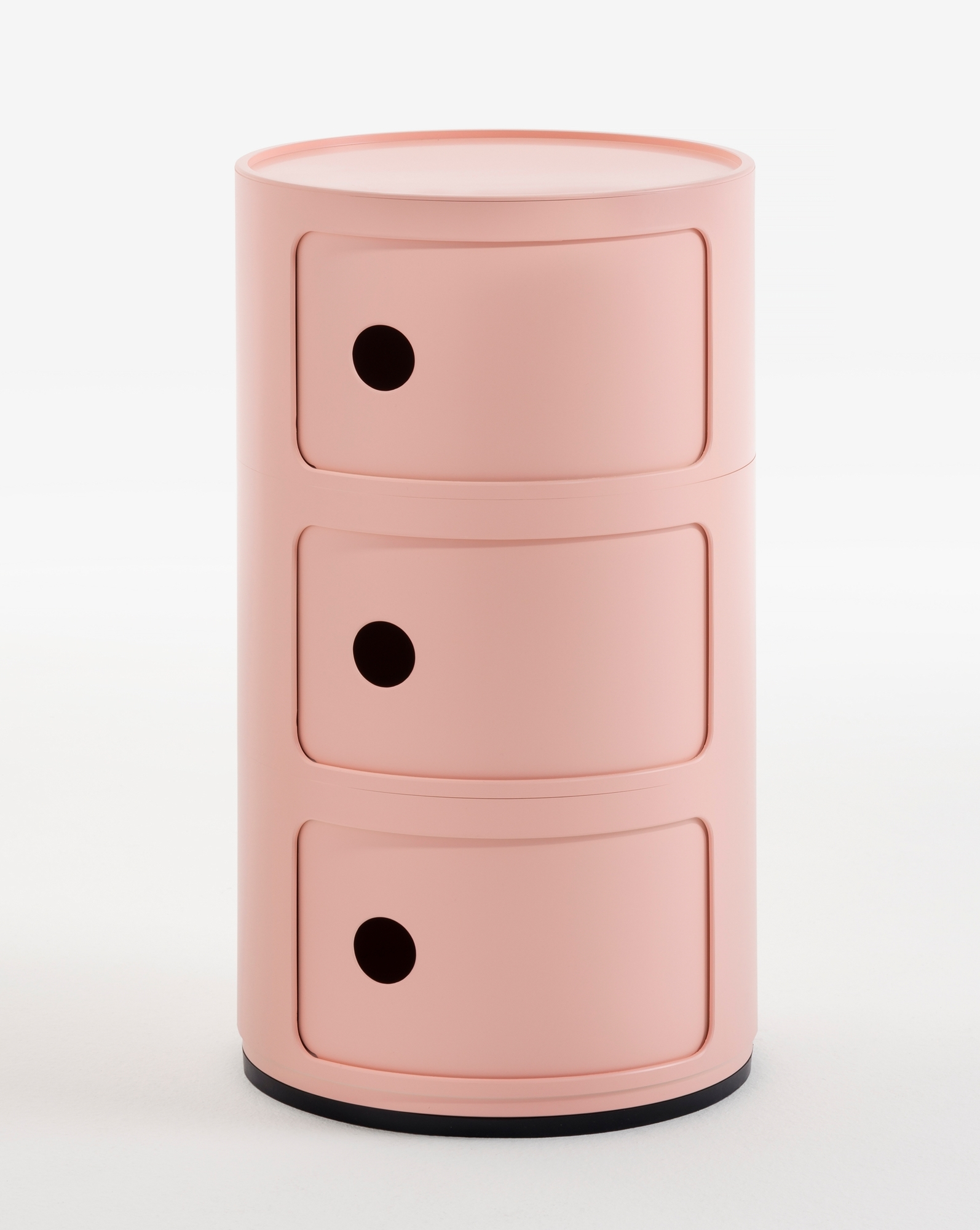 Pinkes Componibili BIO 3er Element von Kartell: Moderner Nachttisch mit drei Schubladen.