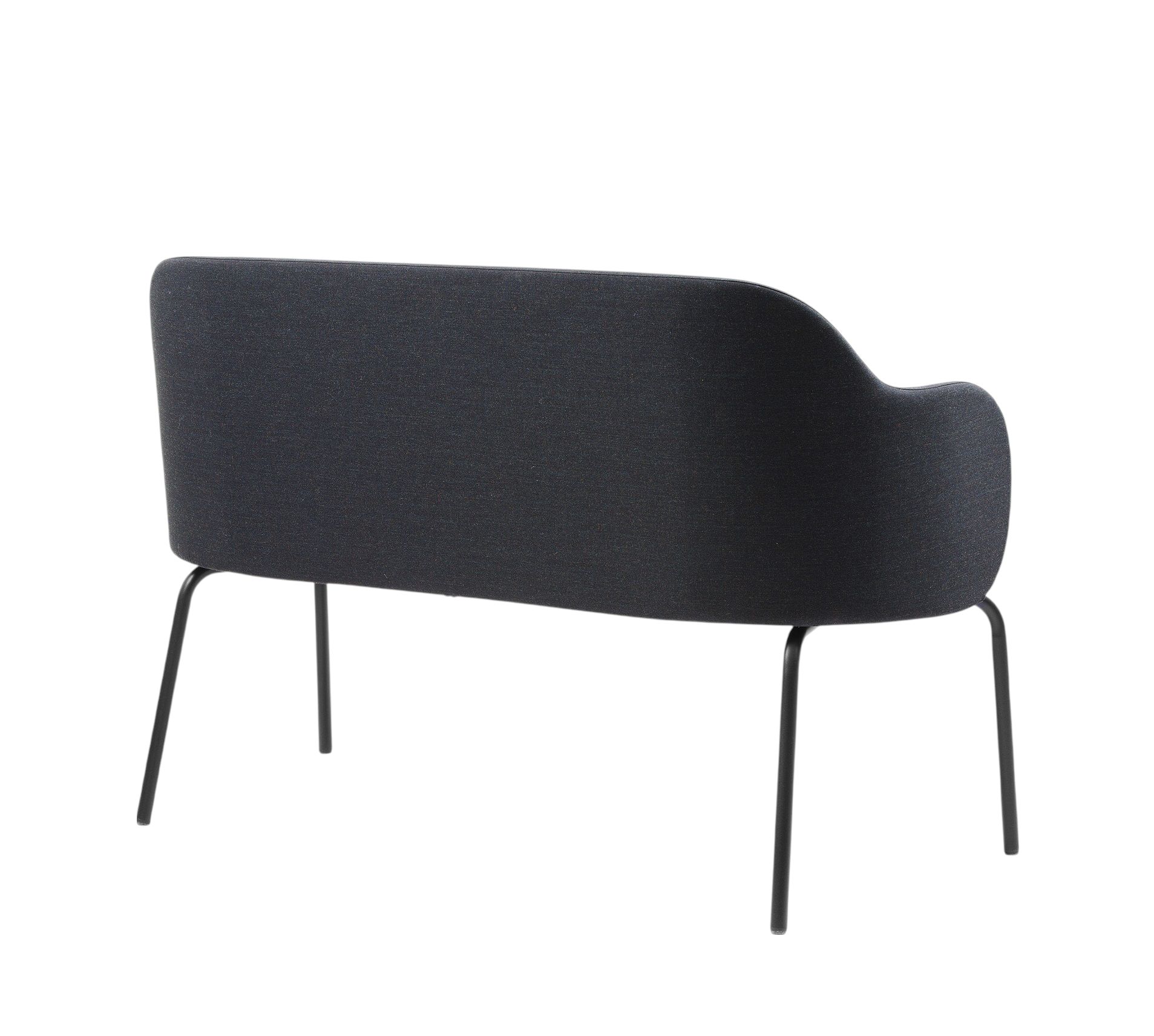 Rückansicht des modernen, grauen flos FS L 215 Sofas von Bejot mit schlanken, schwarzen Metallbeinen.