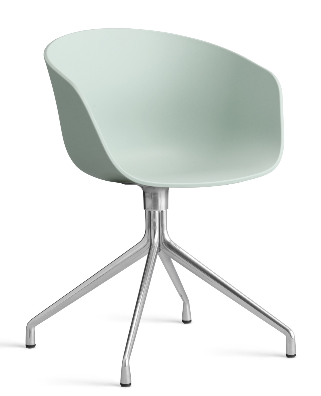 About A Chair AAC20 Stuhl von Hay in Mintgrün mit Drehgestell aus poliertem Aluminium.