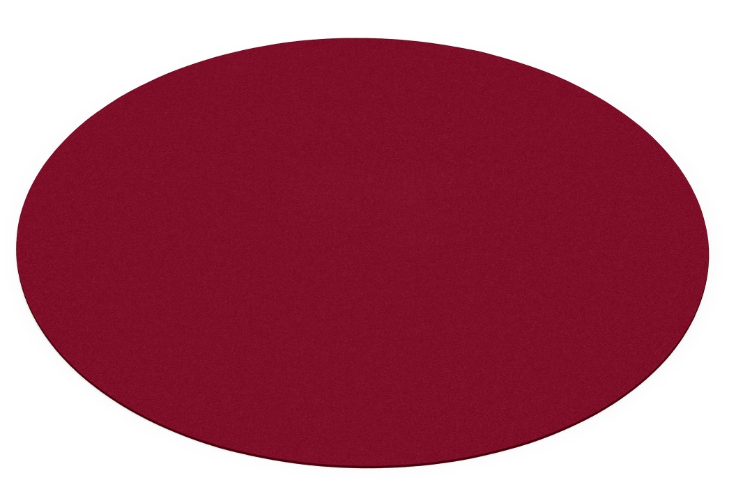 Burgunderroter, runder Teppich Bigdot von HEY-SIGN by BWF Group aus hochwertigem Wollfilz für Wohnzimmer und Kinderzimmer.