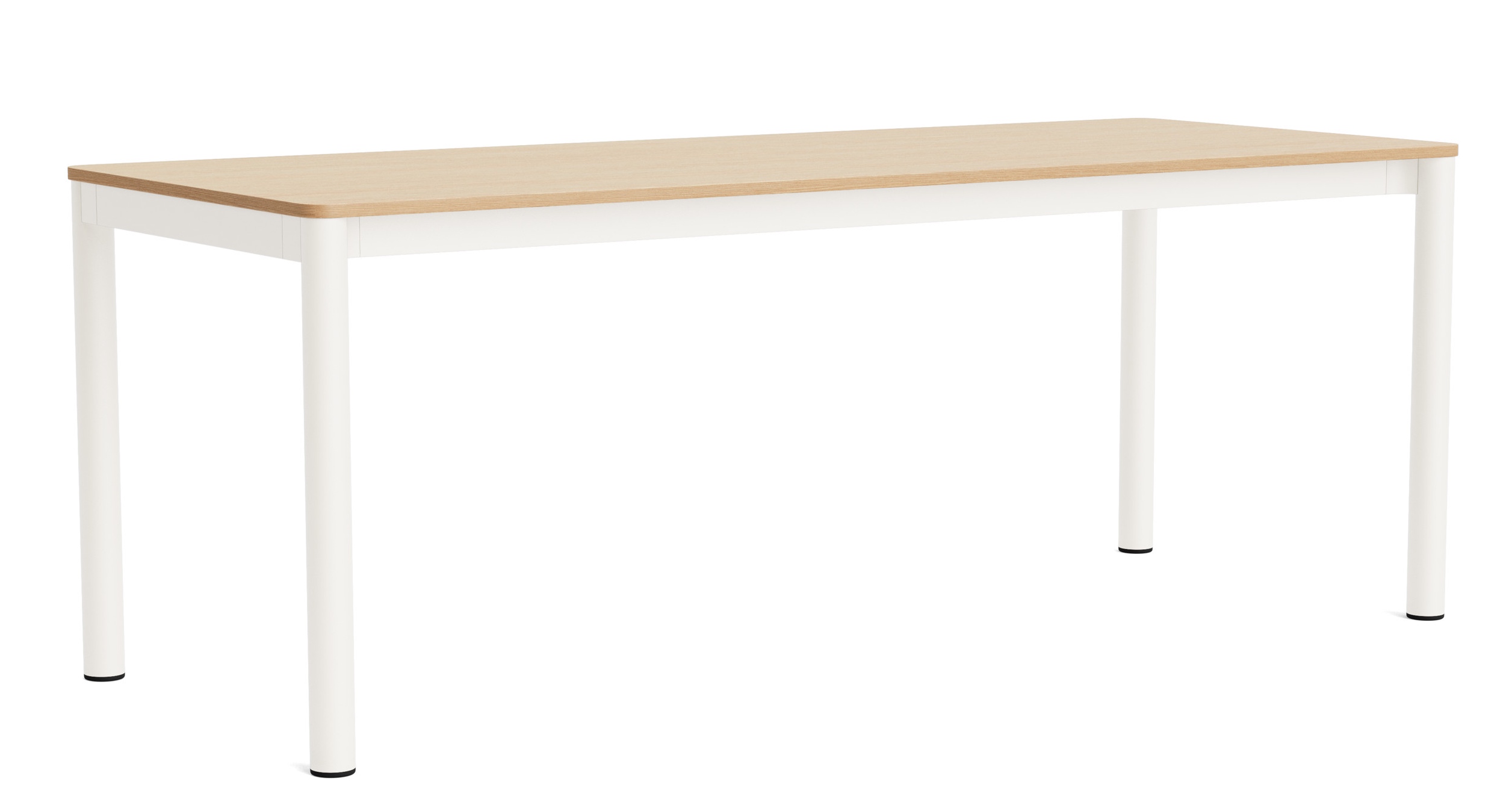 Annex Esstisch von Hay mit heller Tischplatte und weißem Metallgestell für Esszimmer oder Küche.
