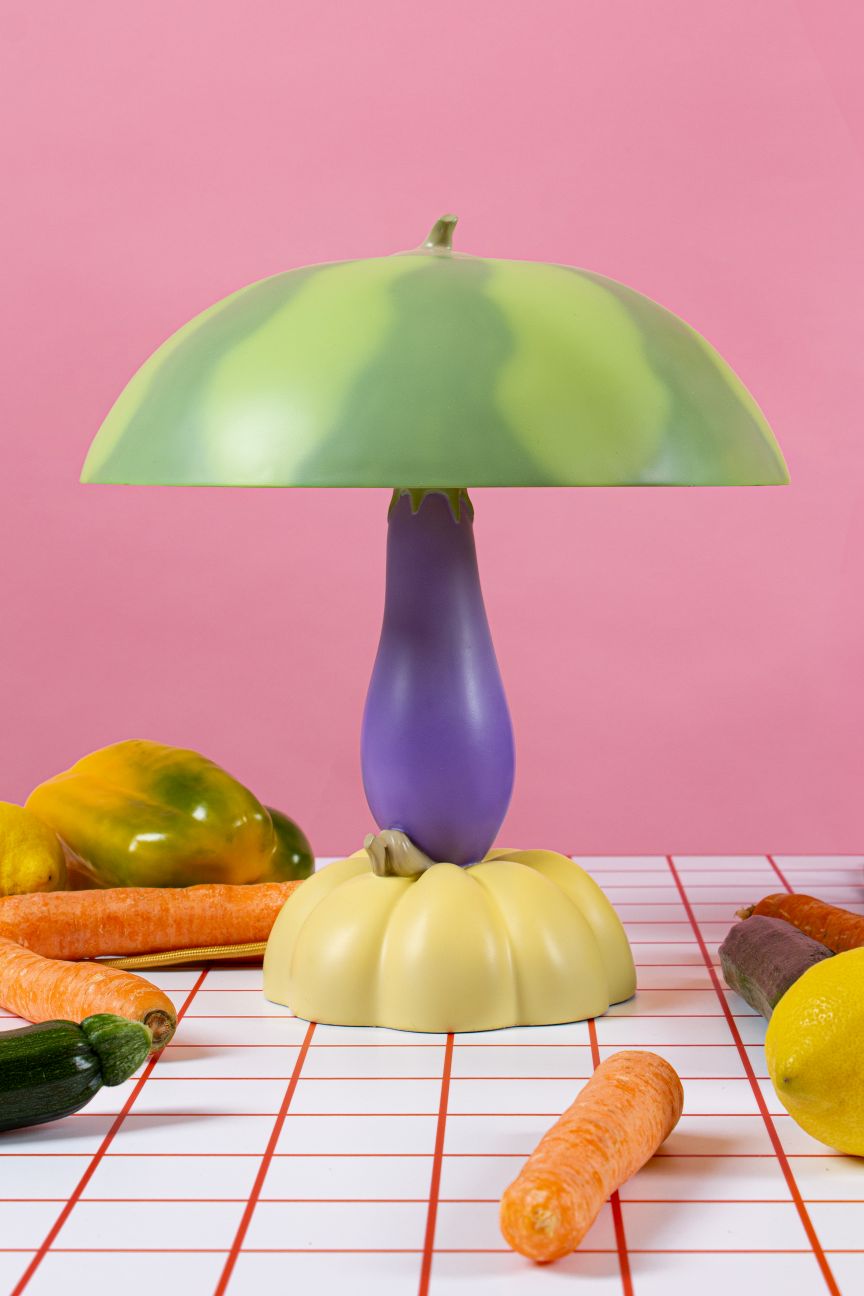 Seletti Vitamin Table Lamp Wassermelone, bunte Tischleuchte in Form von Gemüse und Obst.