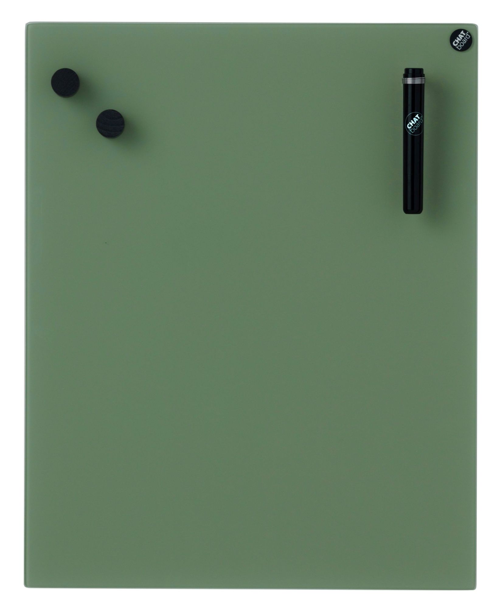 Grüne Chat Board Glastafel für die Wand, magnetisch, mit Stift und Magneten.