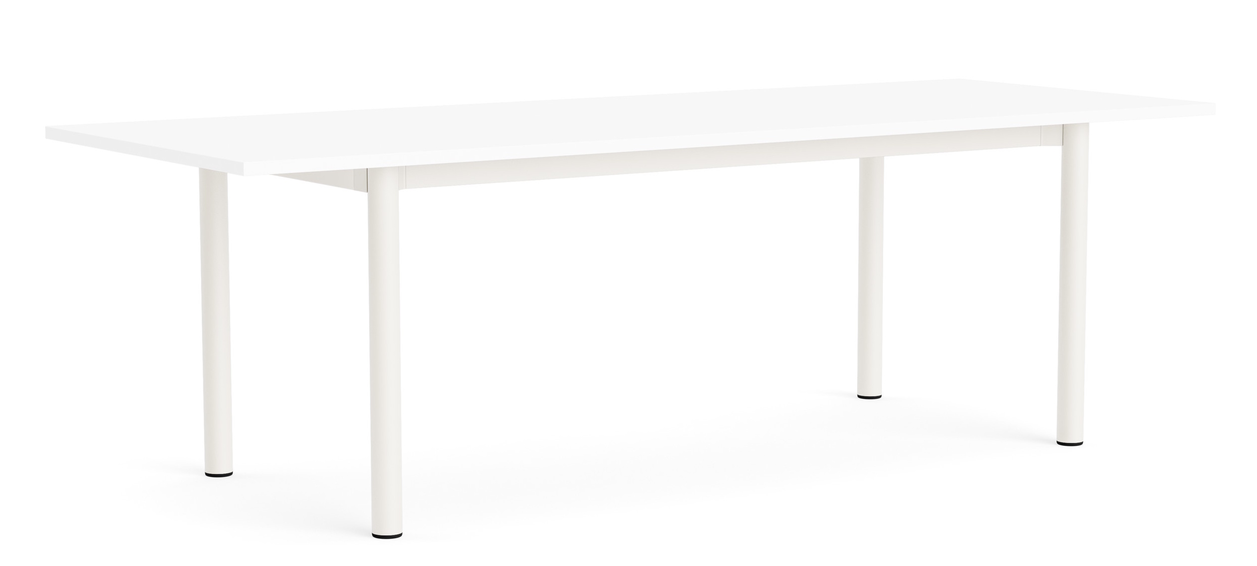 Annex Table Overhang Esstisch von Hay, weißer moderner Tisch mit minimalistischem Design für Esszimmer und Küche.