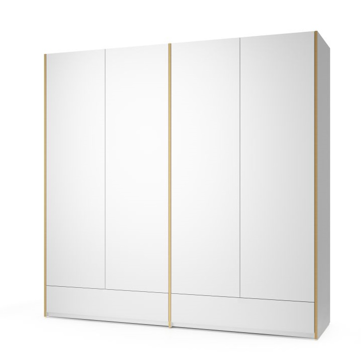 Weißer MODULAR PLUS Schrank Doppelschrank von Müller Möbelwerkstätten mit zwei Schubkästen. Moderner Kleiderschrank für Schlafzimmer.