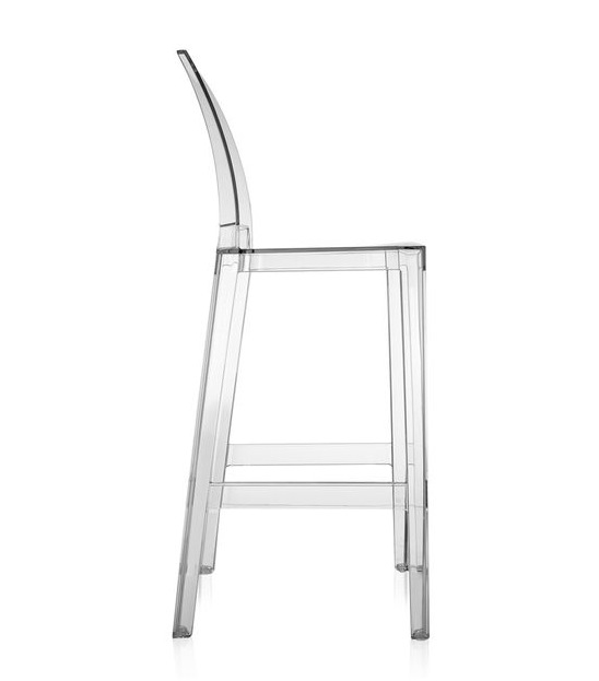 Transparenter "One More" Barhocker von Kartell im 2er Set, Seitenansicht, modernes Design für Küche und Bar.