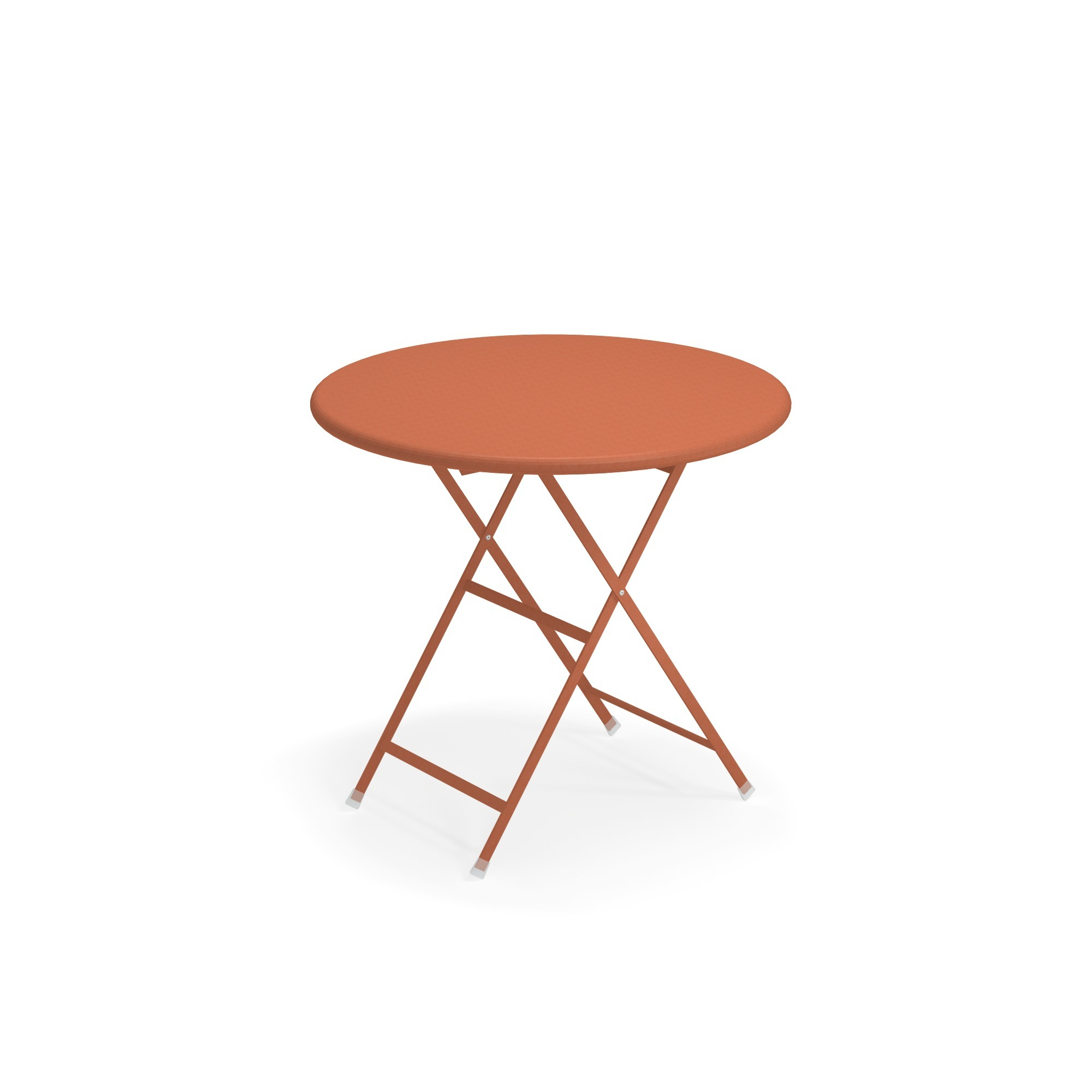 Arc en Ciel Klapptisch rund emu in Terrakotta, ideal für Balkon und Garten.