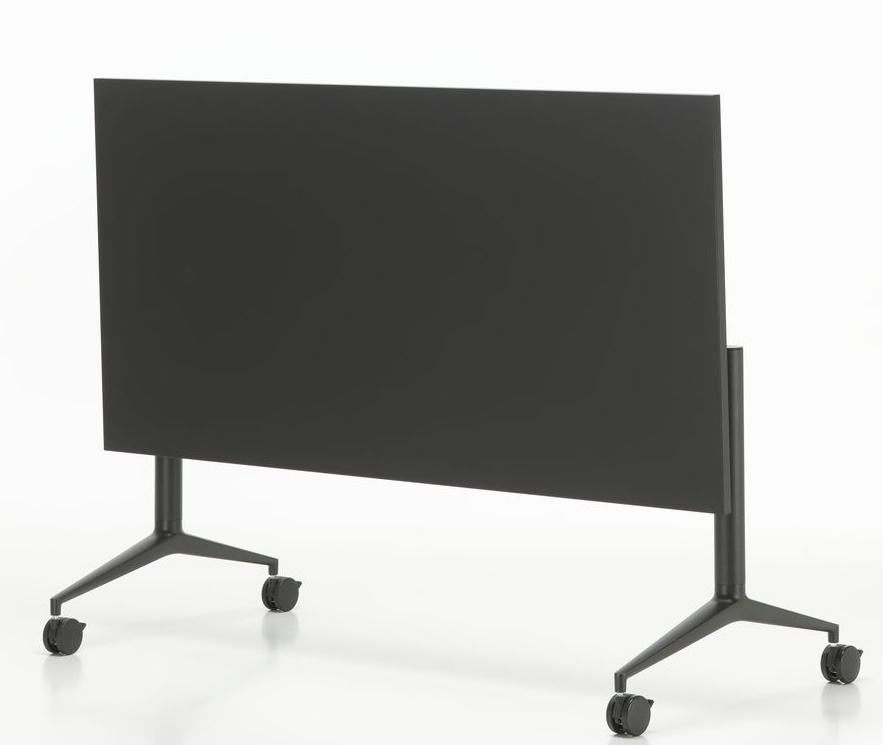 Schwarzer MedaMorph Klapptisch von Vitra, ideal als mobiler Arbeitstisch oder Konferenztisch mit Rollen.
