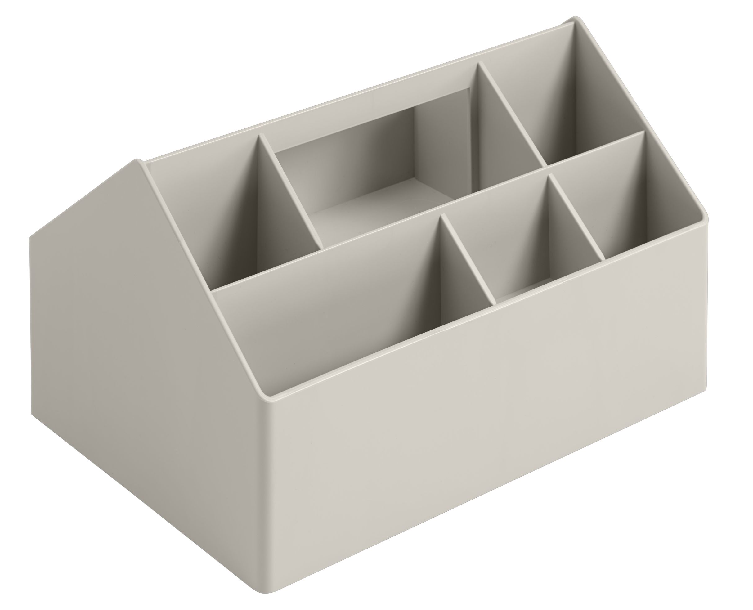 Beige Muuto Sketch Toolbox Organisationsbox mit sechs Fächern zur Aufbewahrung von Büromaterial.