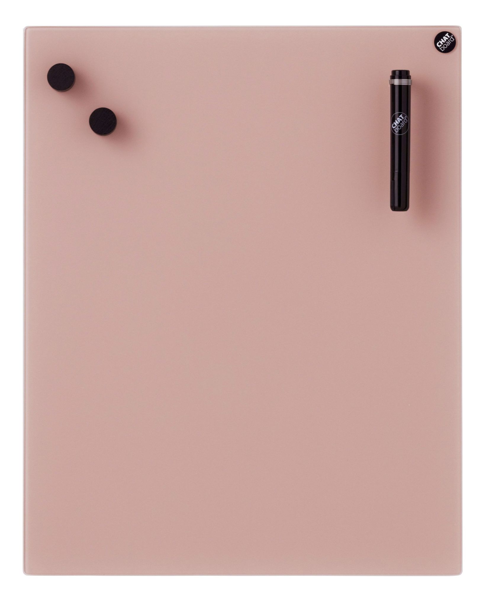 Chat Board Classic Glastafel in Blush mit Magneten und Stift, magnetische Wandtafel für Büro und Zuhause.