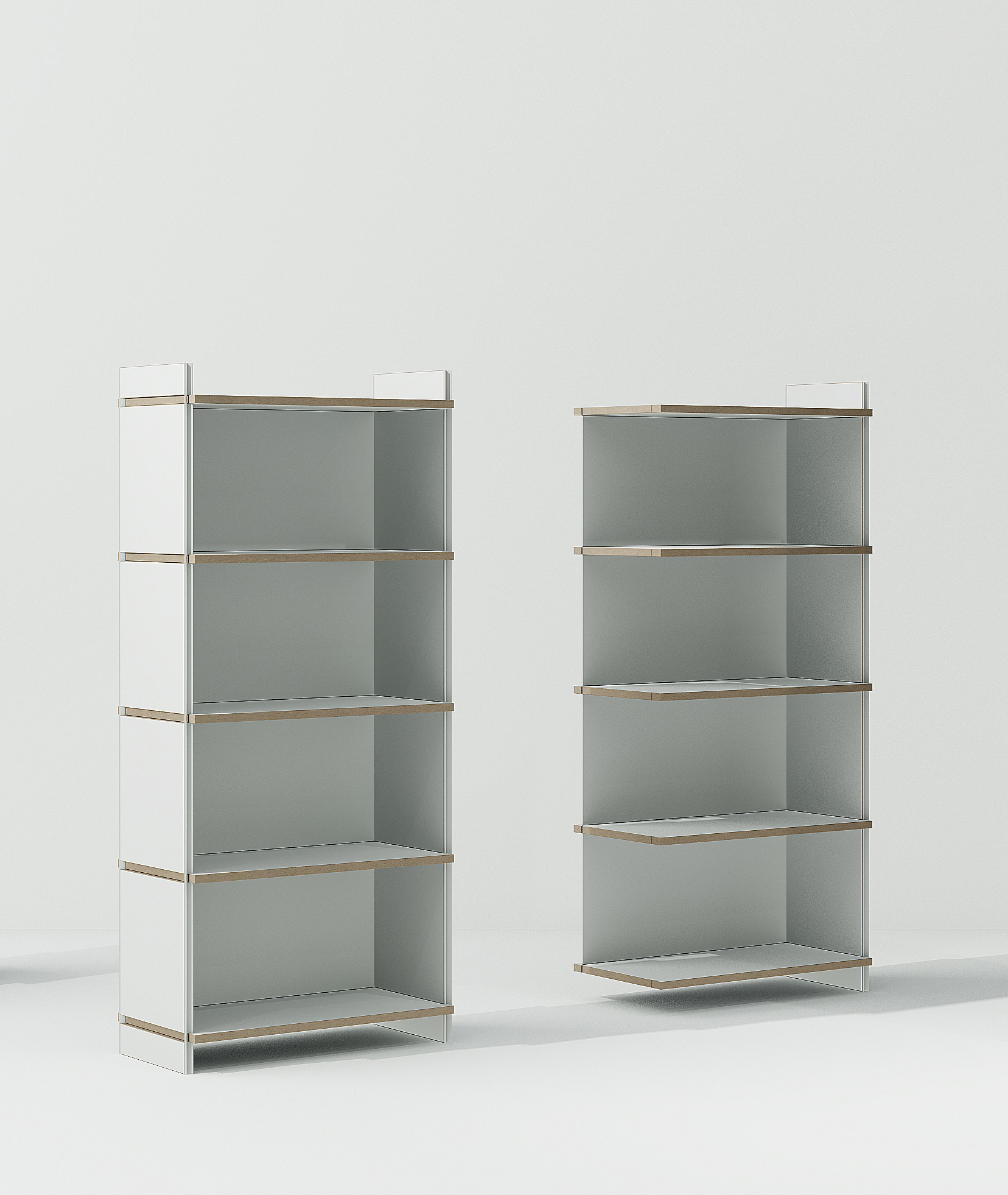Tojo Mehrfach Regal: Weißes, modulares Regalsystem mit vier Fächern, ideal für Wohnzimmer und Büro.