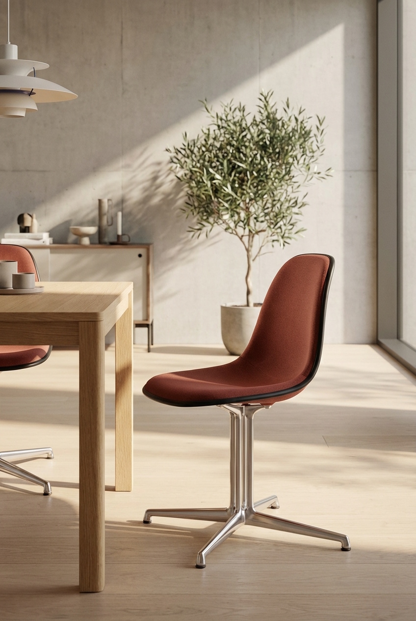 Eames Plastic Side Chair DSL RE stoel, volledig gestoffeerd, Vitra