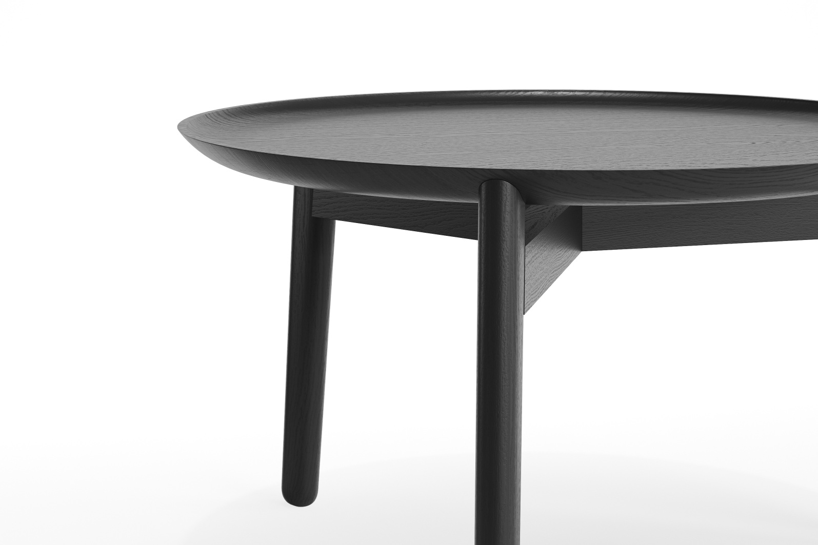 Plaisir Beistelltisch aus Holz in Schwarz, runder Tisch mit drei Beinen, moderne Möbel.