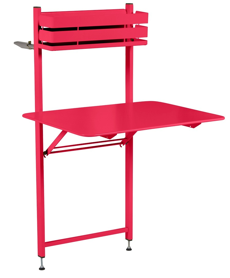 Pinker Bistro Balkontisch von Fermob, ideal für kleine Außenbereiche und Balkone. Klappbarer Outdoor Tisch.