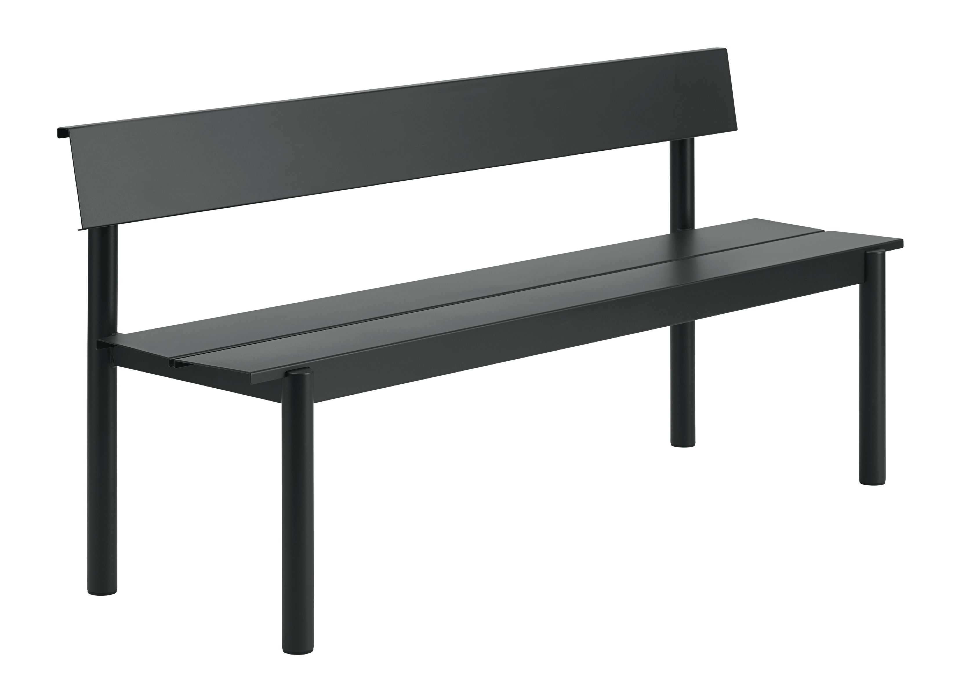 Linear Steel Bench: buitenbank met rugleuning 170 x 34 cm Muuto