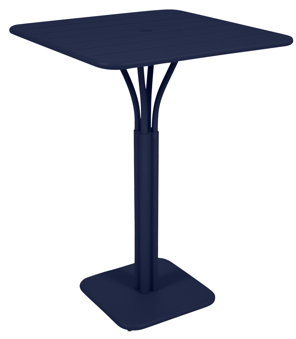 Blauer Luxembourg Stehtisch von Fermob, quadratisch, 80x80 cm, ideal für Outdoor-Bereiche, Gastronomie und Garten.