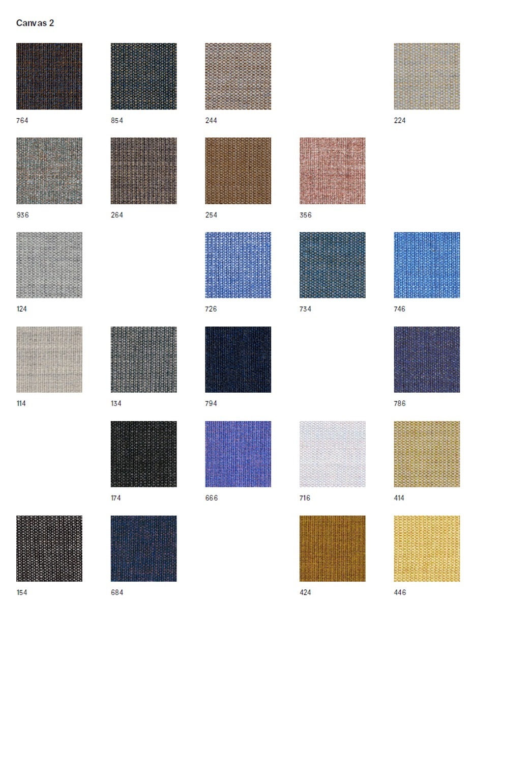 Stoffmusterkarte Canvas von Kvadrat mit verschiedenen Farben und Texturen für Möbelstoffe und Polsterstoffe.