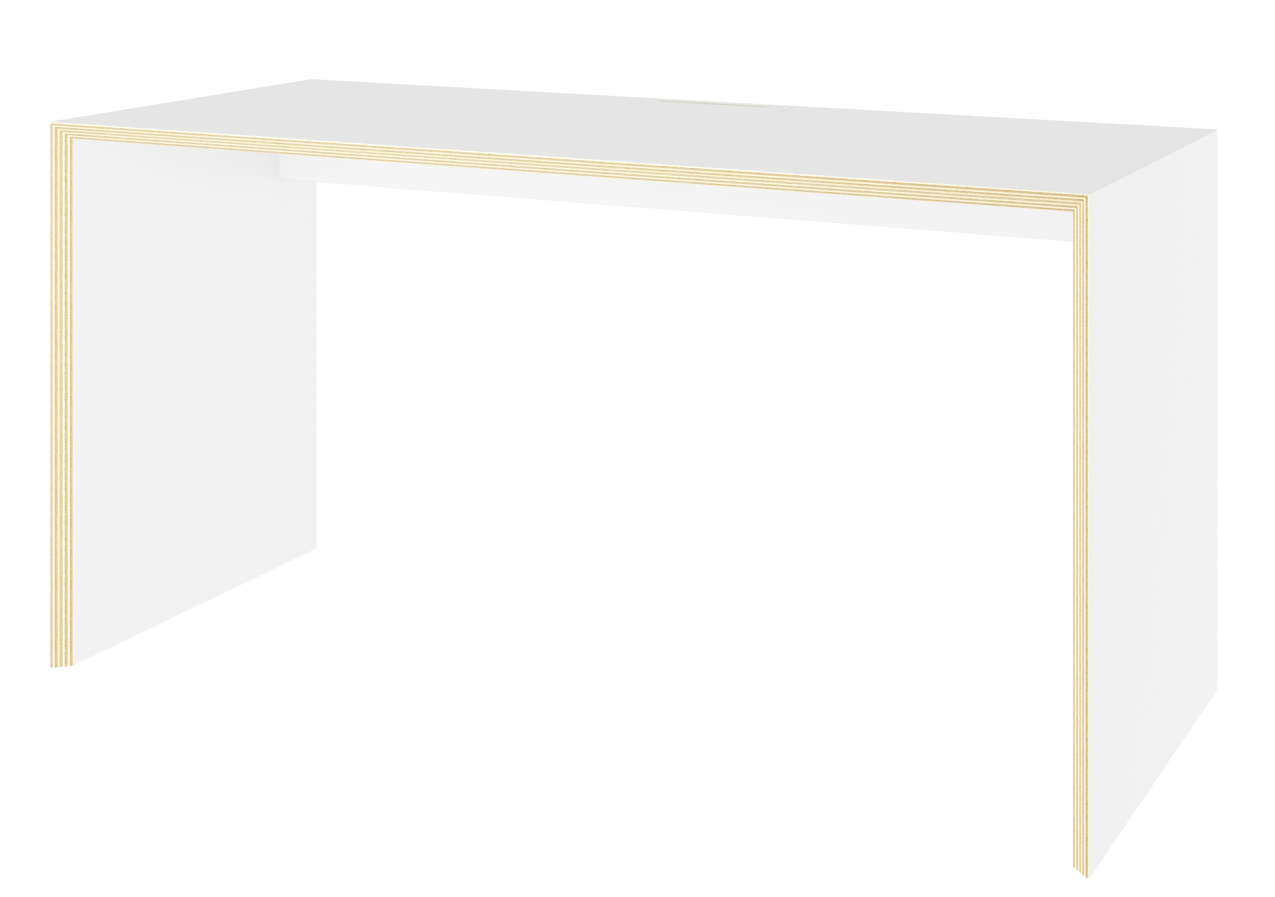 Weißer Bridge Schreibtisch von Müller Möbelwerkstätten, minimalistisches Design mit hellen Holzkanten, ideal für Büro und Homeoffice.
