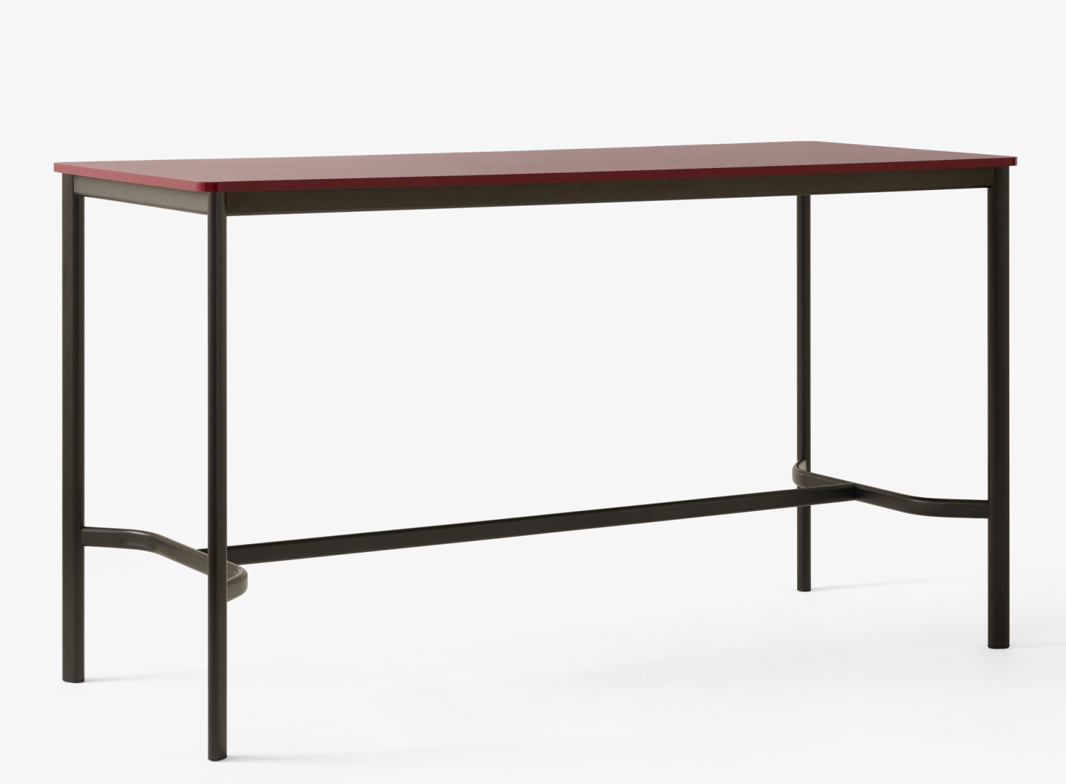 AndTradition Drip High Table: Moderner Stehtisch mit roter Tischplatte und schwarzem Metallgestell für Büro und Zuhause.