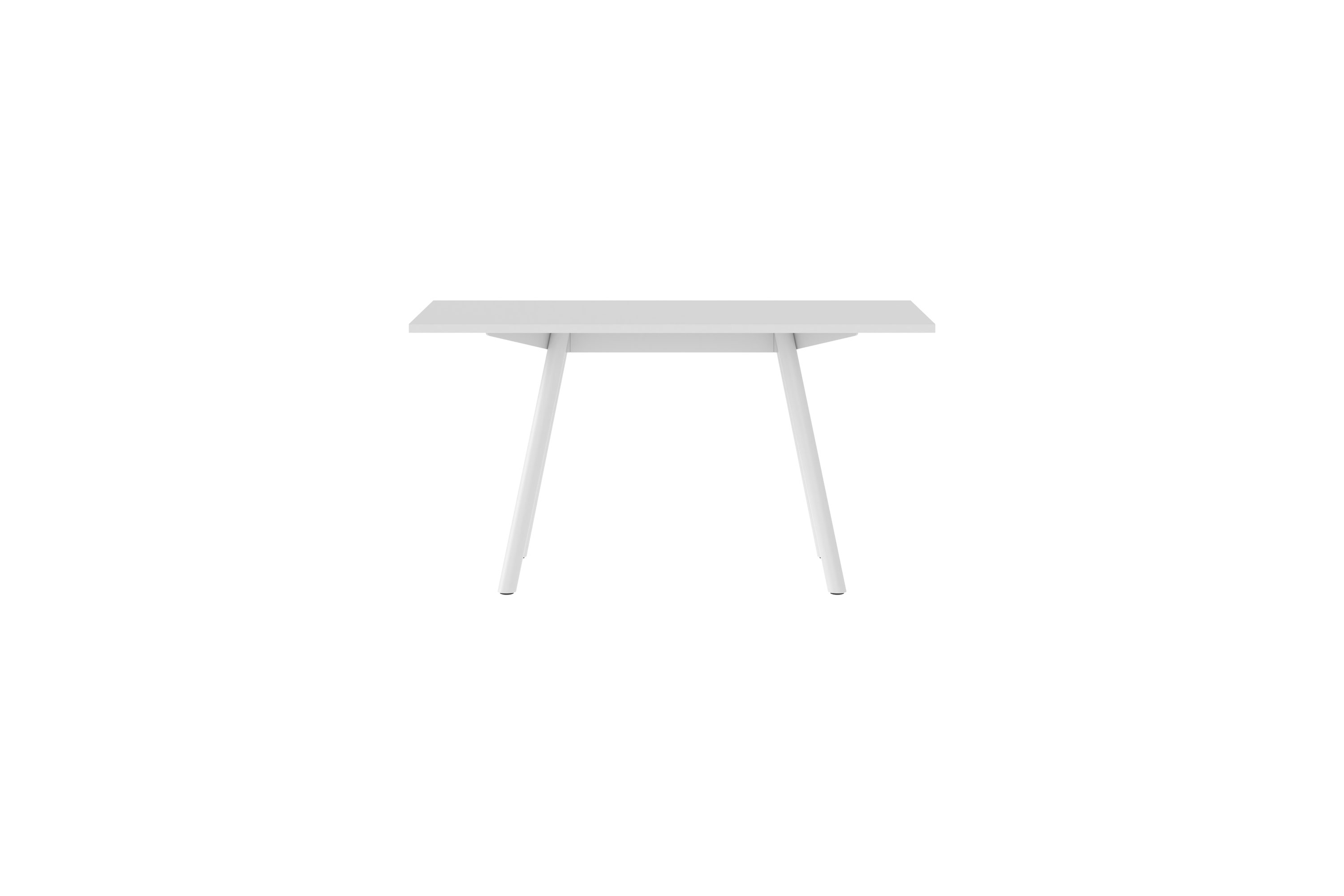 New Tendency Masa Tischplatte, weißer Esstisch mit minimalistischem Design und drei Beinen.