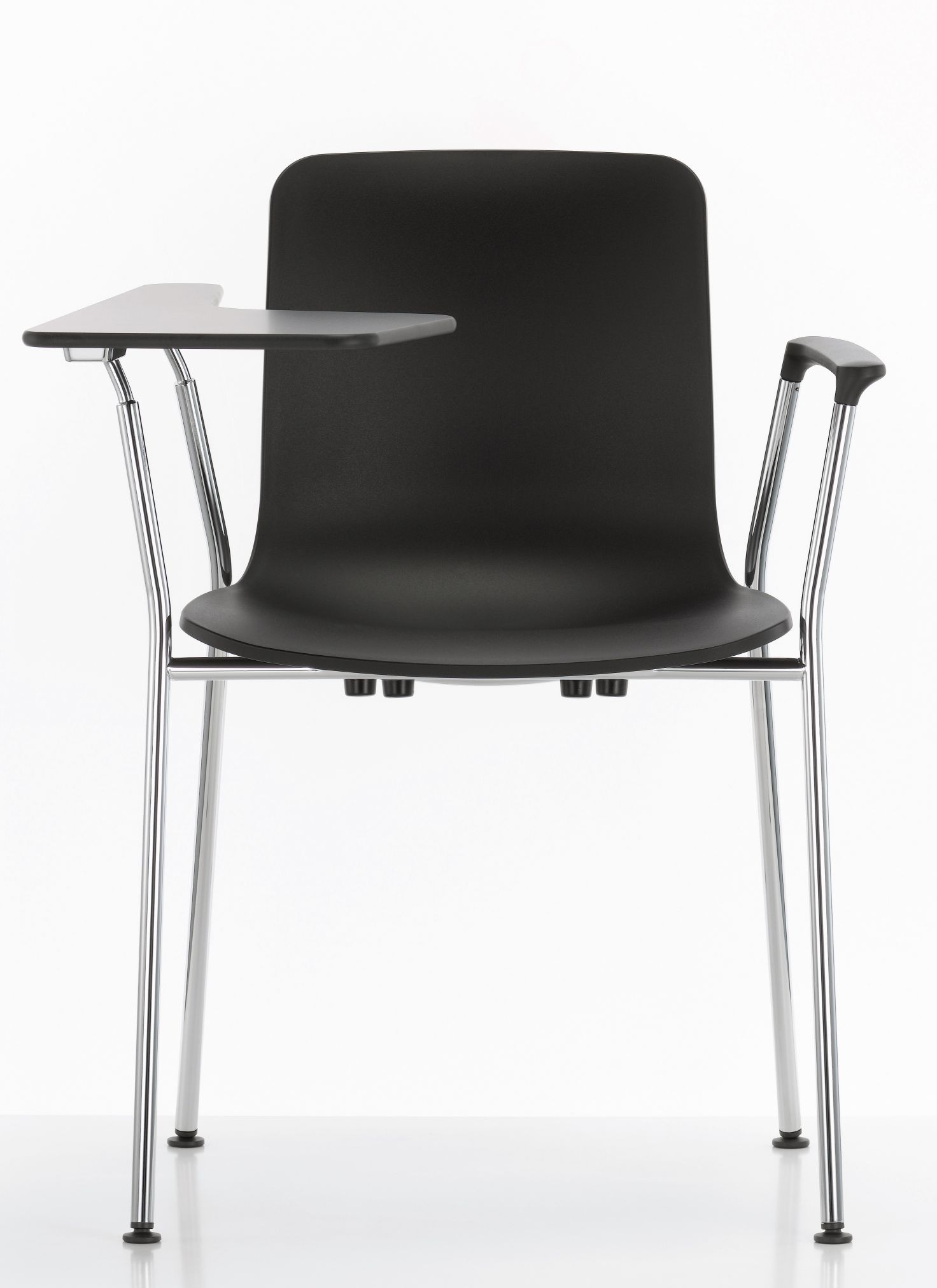 Schwarzer Hal Tube Stuhl von Vitra mit Schreibplatte und verchromtem Gestell.