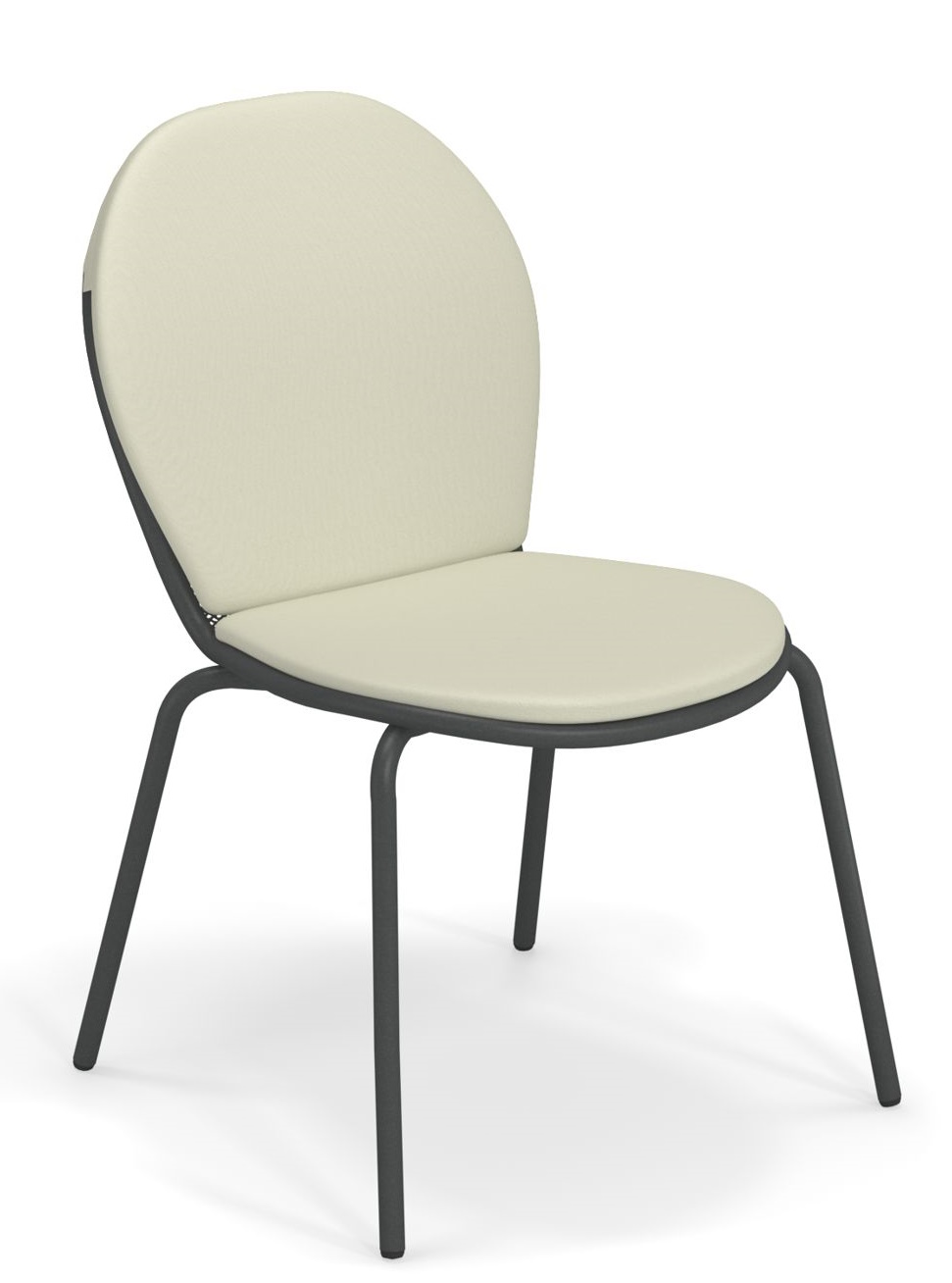 Emu Ronda Stuhl für den Außenbereich, mit Sitzfläche und Rückenlehne in Creme.